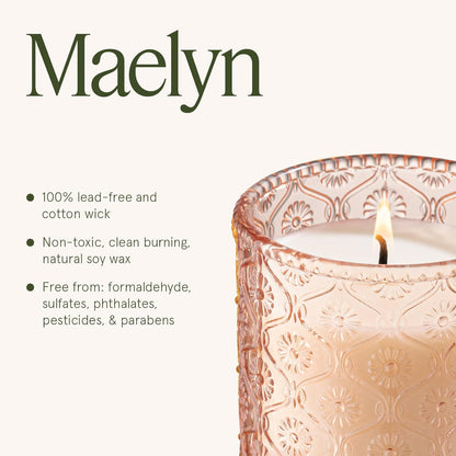 LA JOLIE MUSE Citrine & Pink Peony Scented Candles - Bergamot, Peony, Amber | 6 oz Natural Soy Wax
