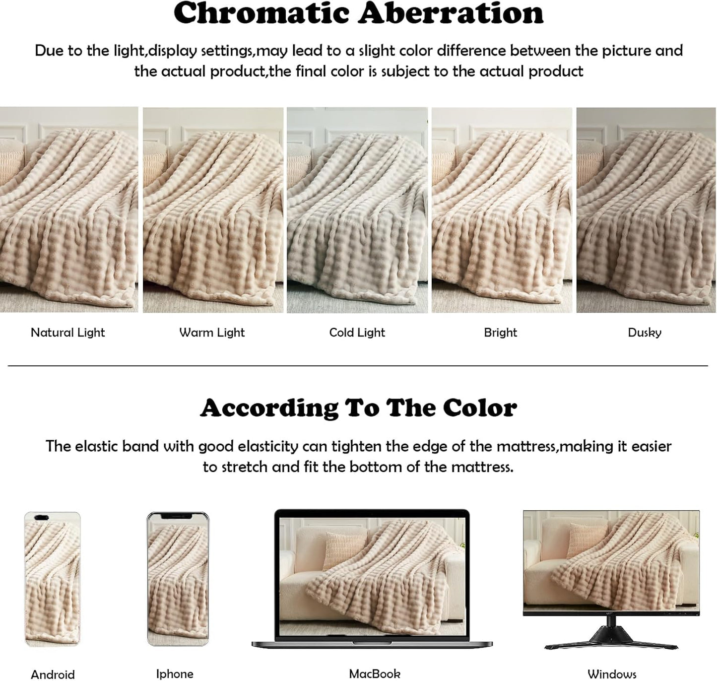 NEWCOSPLAY Faux Fur Twin Blanket Linen Bubble Blanket Thick Warm Soft for Couch Sofa Bed 550GSM