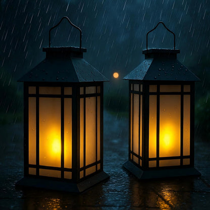 13-Inch IP65 Waterproof Battery-Powered Outdoor Lantern with Led Flameless Candle and 6-Hour Timer