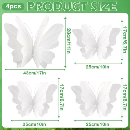 SUNBEAUTY Large Butterfly Party Decorations, 3D White Paper Butterflies Wedding Decoration, Hanging