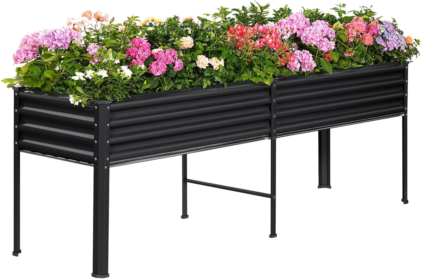 Land Guard Galvanized Raised Garden Bed with Legs, 96×24×32in Raised Garden Beds Outdoor with