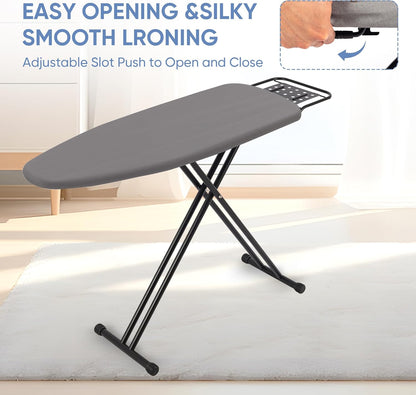 Full Size Ironing Board 47" X 15" with Heat Resistant Cover and Thicken Felt Pad, Safety Iron Rest