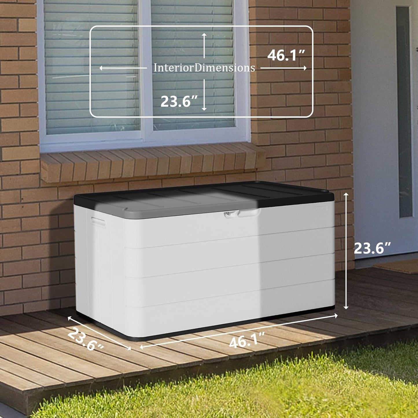 ZZM 110 Gallon Lockable Resin Deck Box, Waterproof Outdoor Storage Box for Patio Cushion Storage