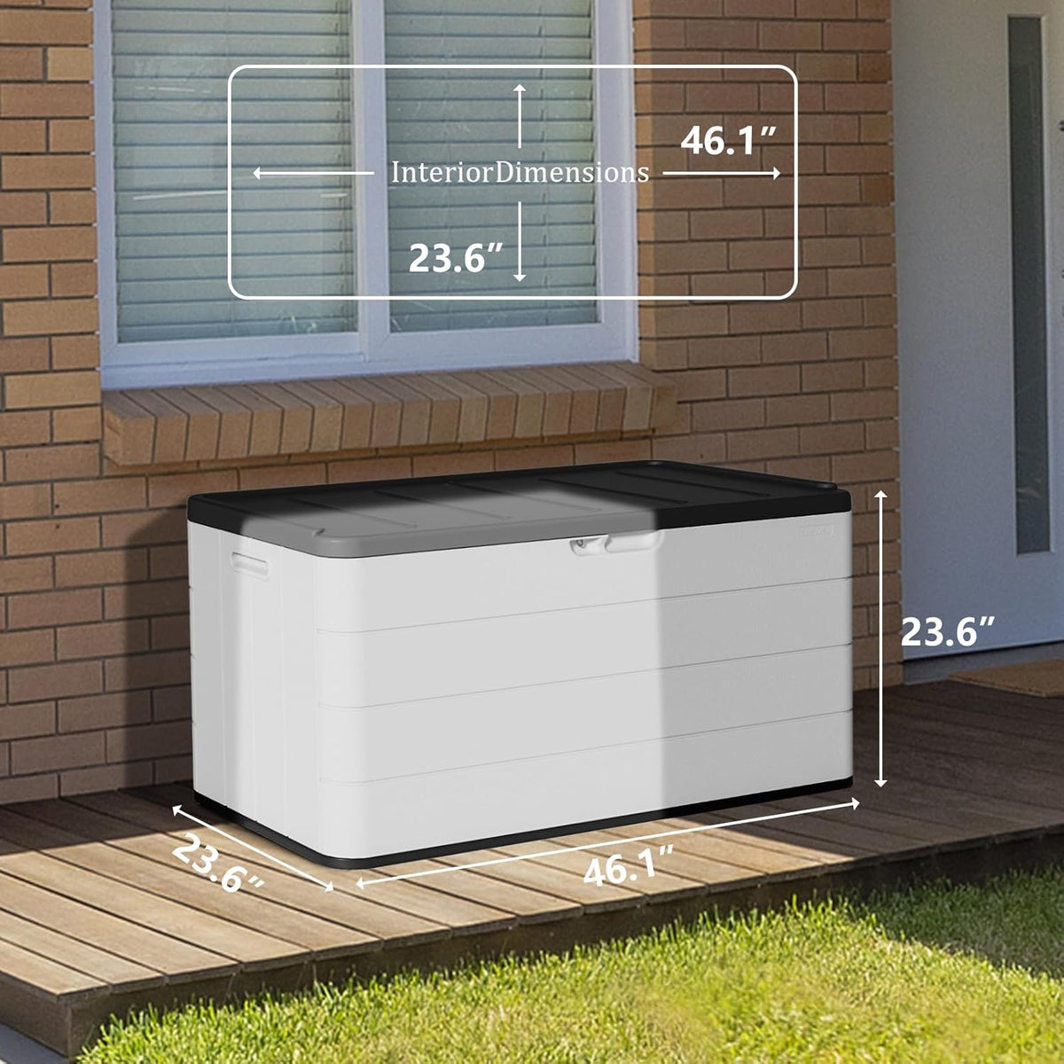ZZM 110 Gallon Lockable Resin Deck Box, Waterproof Outdoor Storage Box for Patio Cushion Storage