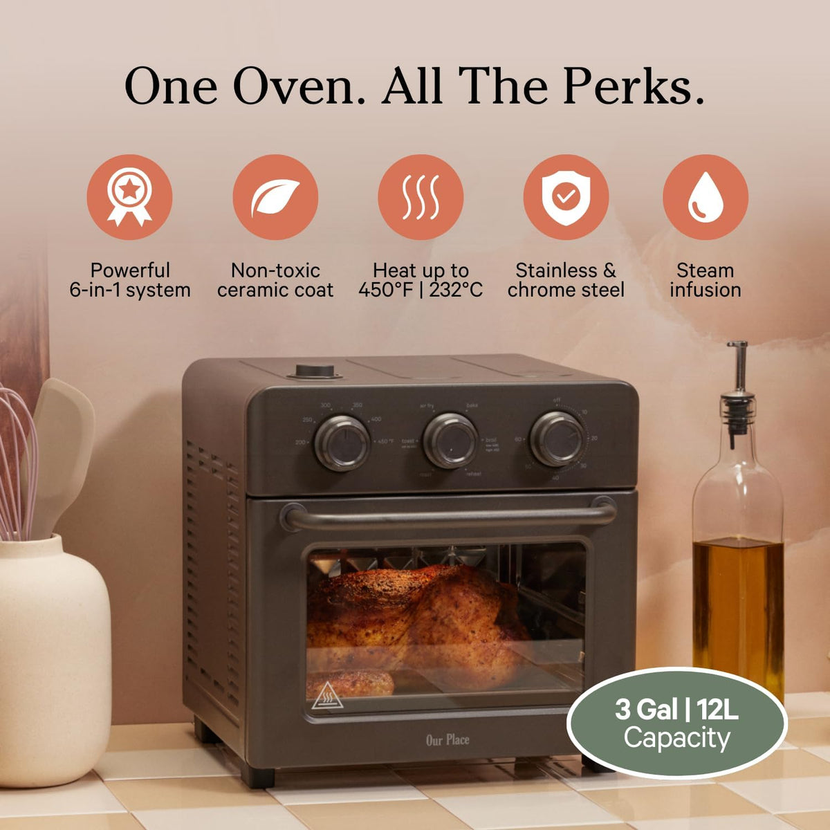 Our Place Wonder Oven | 6-in-1 Air Fryer & Toaster Oven with Steam Infusion | Compact, Countertop
