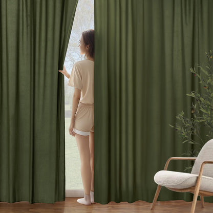 MIULEE Olive Green Privacy Sheer Curtains That Let Light in 72 Inches Long Non-See-Through Semi
