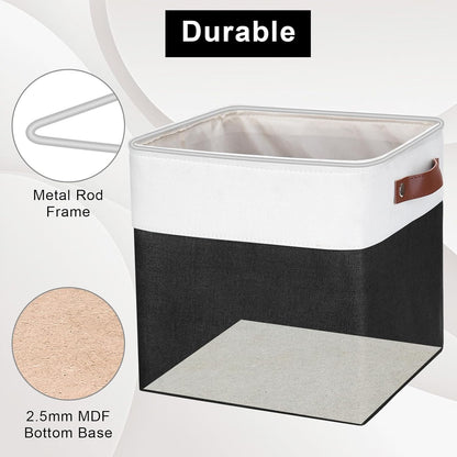 Collapsible Fabric Storage Cubes 11x11 Cube Storage Bins, 4 Pack Closet Baskets Box with Handles