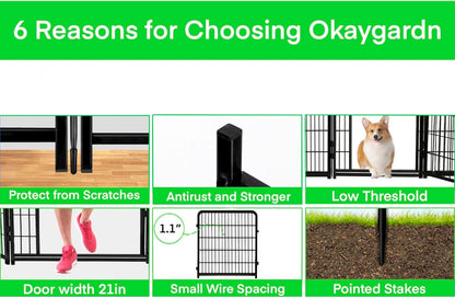 Garden Fencing 40 inch High, Dog Fence Outdoor for Yard, 21"Wide Low Threshold Gate,Heavy Duty