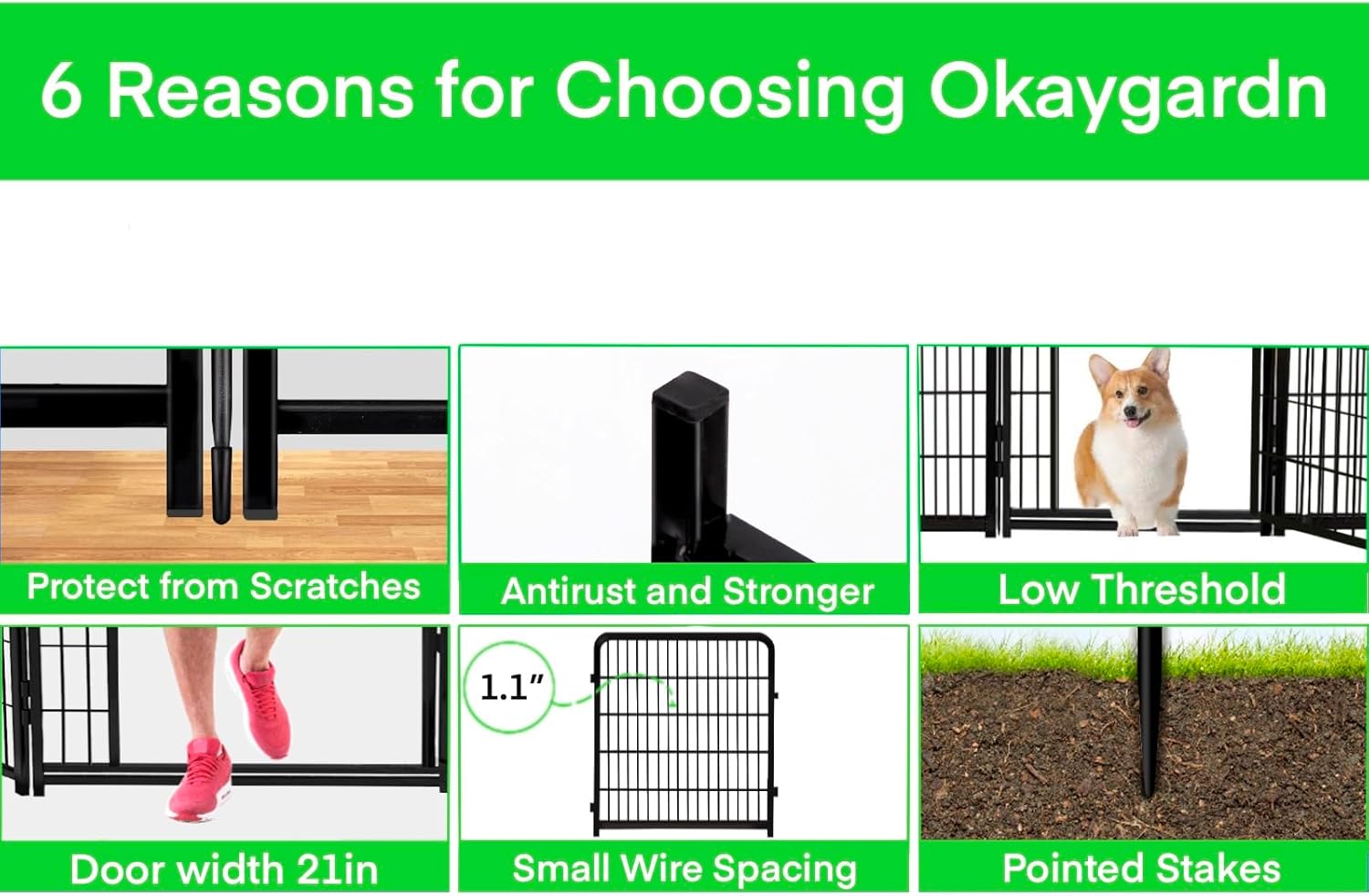 Tall Garden Fence Animal Barrier, 54 in(H) Dog Fences for The Yard, 10 Panels Total 22.1 Ft(L)