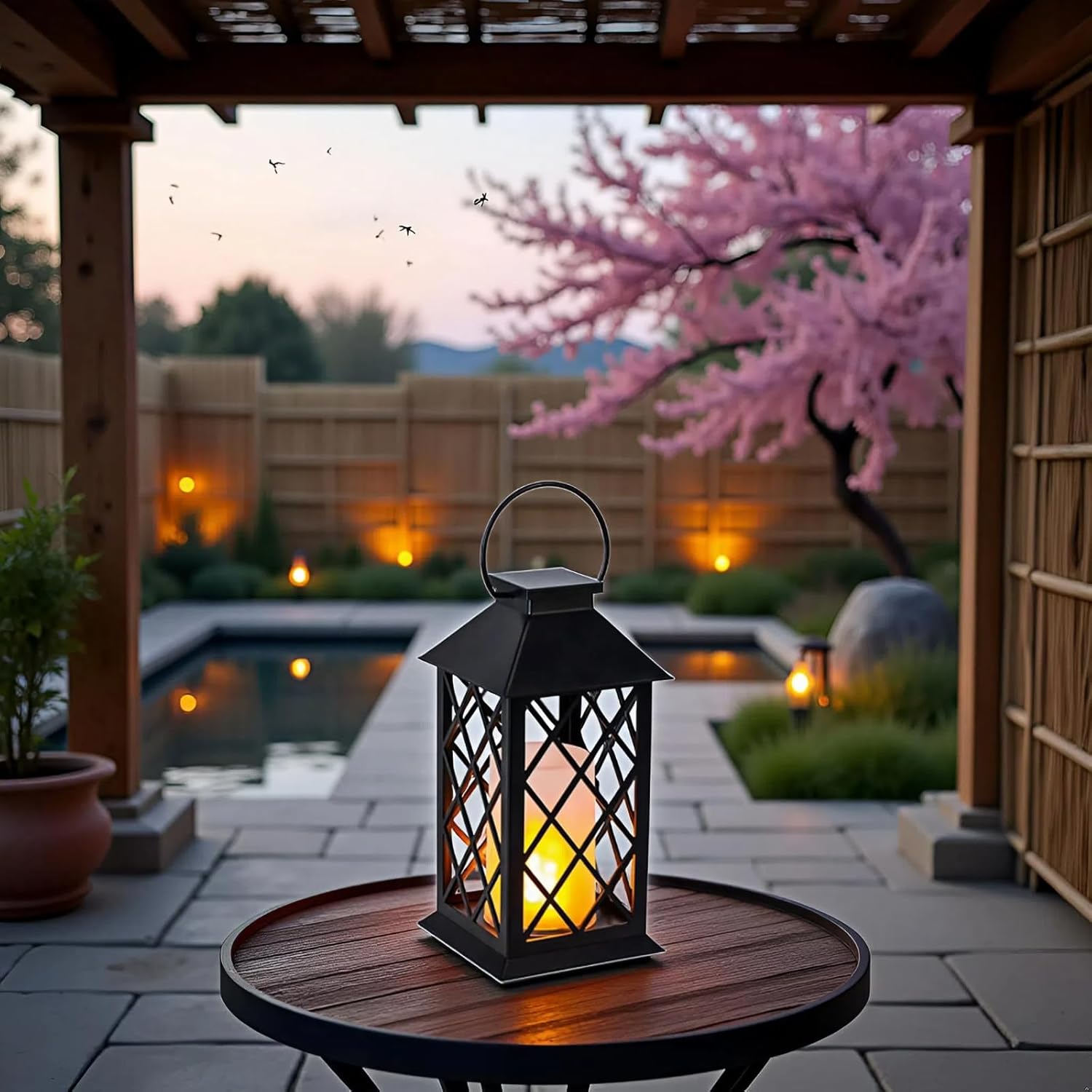 Simplelight 11 Inch Decorative Lanterns-IP44 Waterproof Outdoor Hanging Lantern, Battery Operated