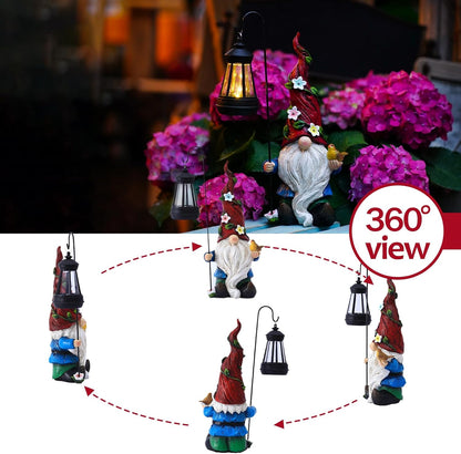Garden Gnomes Outdoor Statue with Solar Lights,Solar Gnomes Decorations for Yard Outdoor gnome