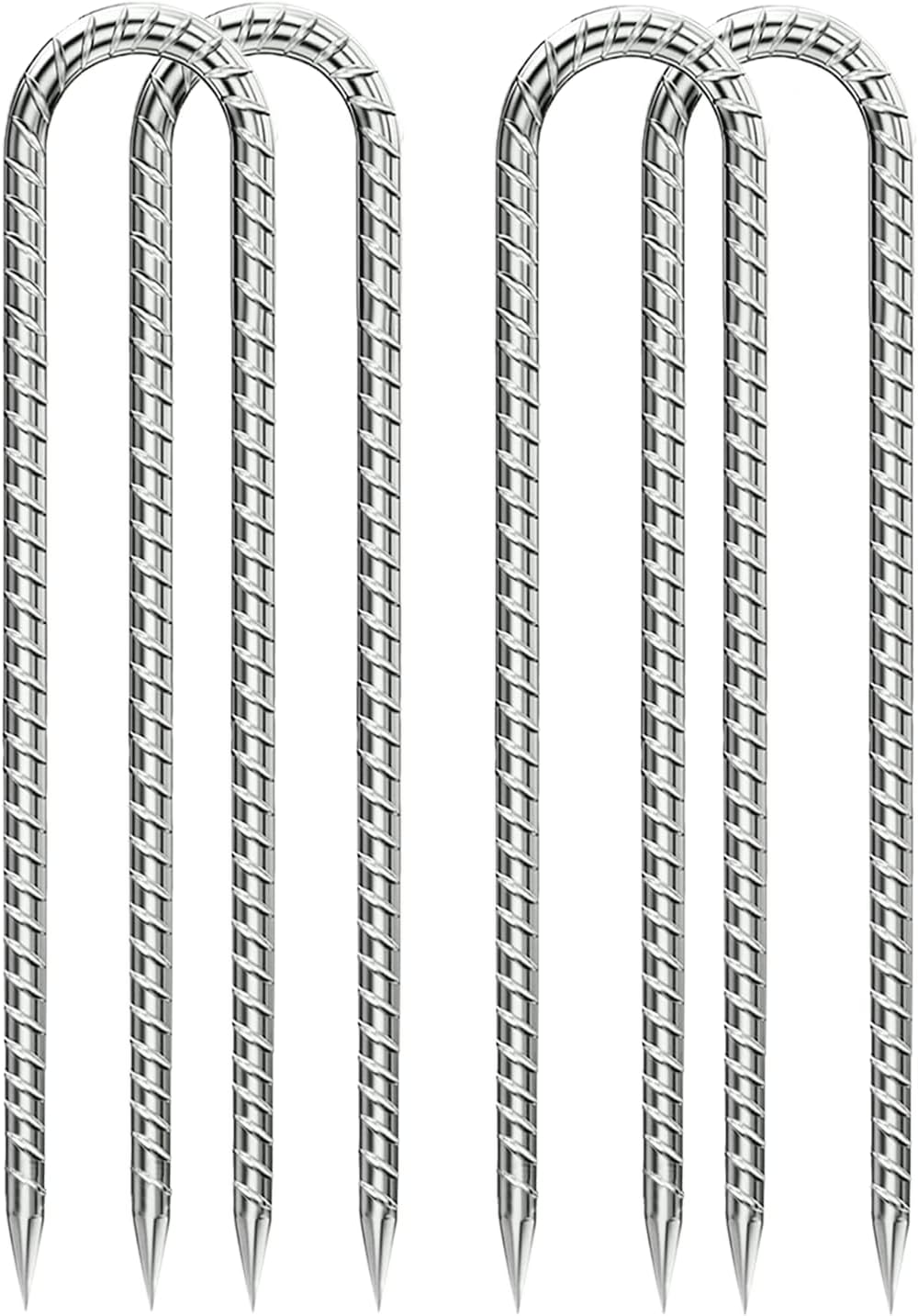 Rebar-Stakes-12-Inch, Ground Stakes Heavy Duty U-Hook Galvanized Anti-Rust Ground Anchors for