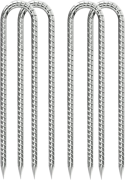 Rebar-Stakes-12-Inch, Ground Stakes Heavy Duty U-Hook Galvanized Anti-Rust Ground Anchors for