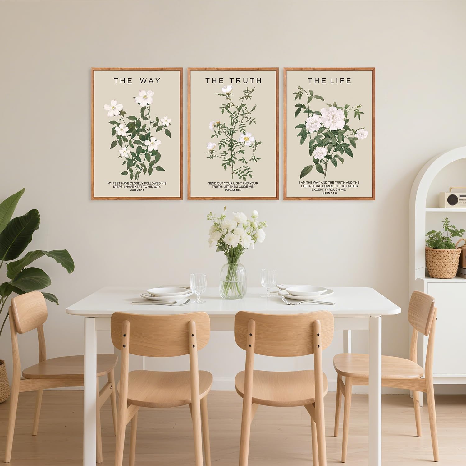 Aurlan The Way The Truth The Life Bible Verse Framed Wall Art(16"x24"), 3PCS Boho Christian