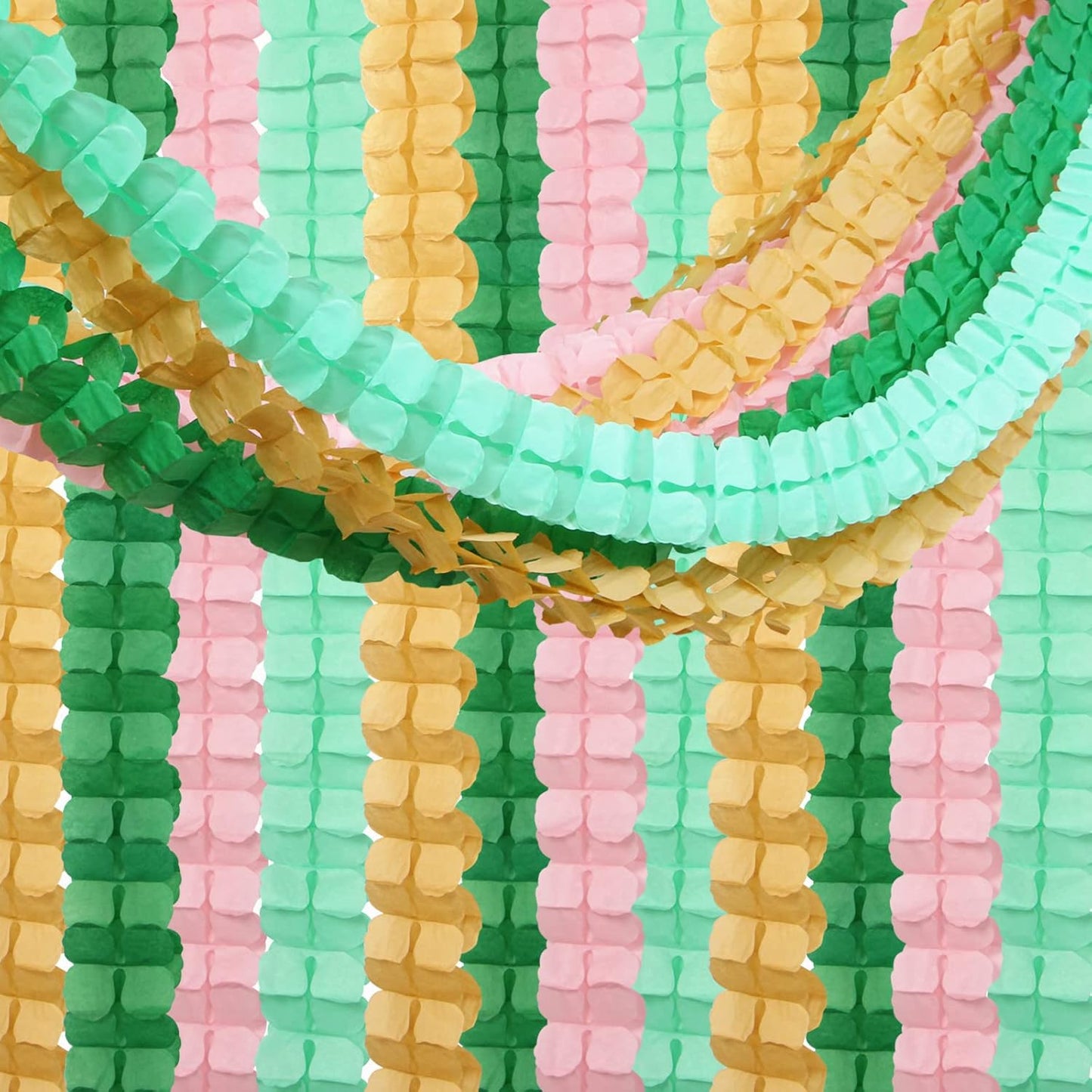Sage-Green Pink-Gold Party-Decorations Streamers Garland - 12pcs 4-Leaf Clover Paper Streamer