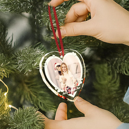 Personalized Photo Crystal Ornament 2025, Custom Engraved Heart Pendant Keepsake Wedding Gift for