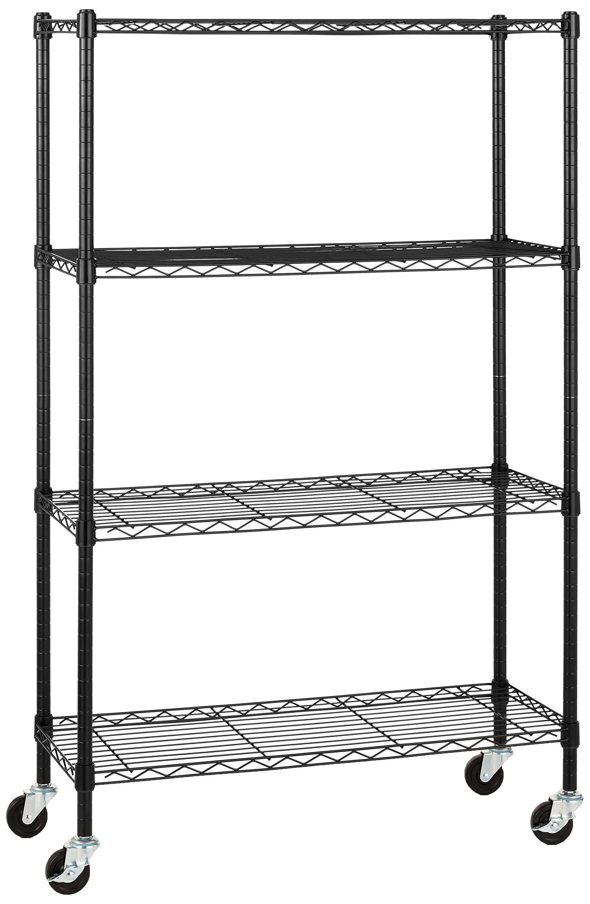 Amazon Basics 4-Shelf Heavy Duty Garage Shelving Storage Unit on 3" Wheel Casters, Adjustable Metal