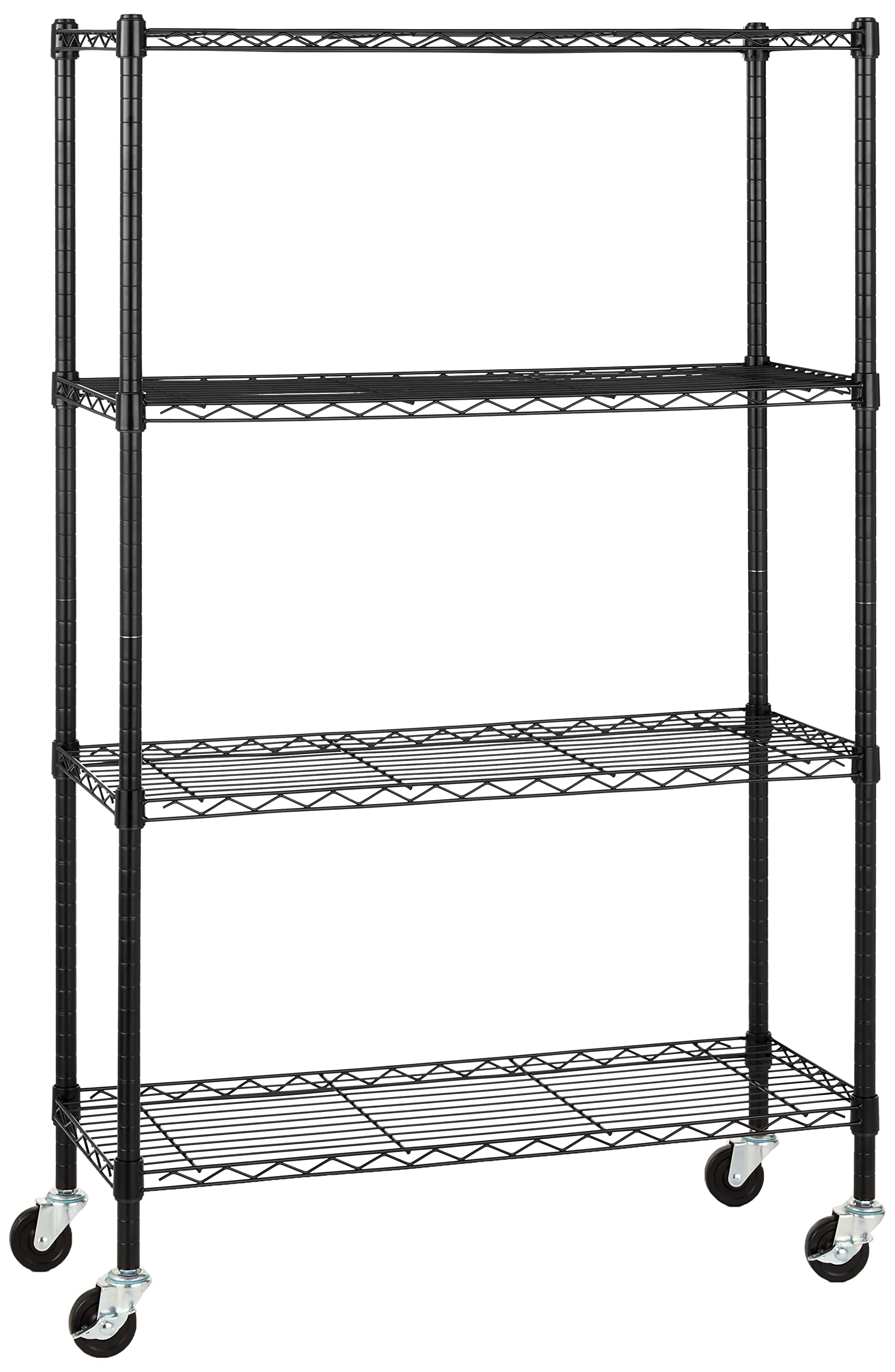 Amazon Basics 4-Shelf Heavy Duty Garage Shelving Storage Unit on 3" Wheel Casters, Adjustable Metal