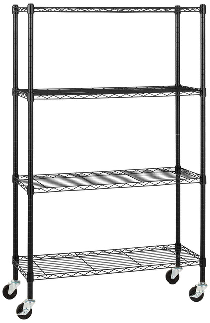 Amazon Basics 4-Shelf Heavy Duty Garage Shelving Storage Unit on 3" Wheel Casters, Adjustable Metal