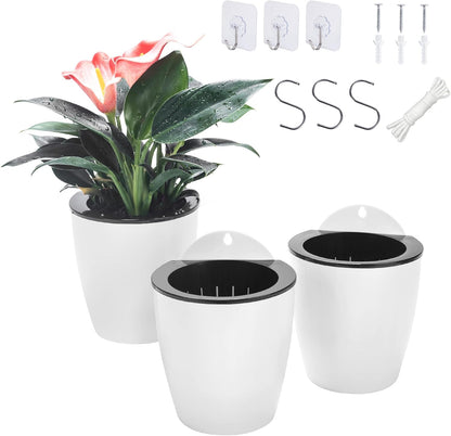 3 Pack Self Watering Wall Hanging Planter Pots Vertical Garden Window Hang Mount Indoor Outdoor