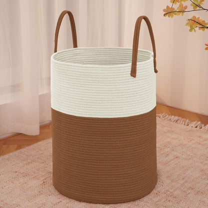 Large Woven Laundry Basket Hamper,100L Cotton Rope Storage Bin for Blankets,Toys and