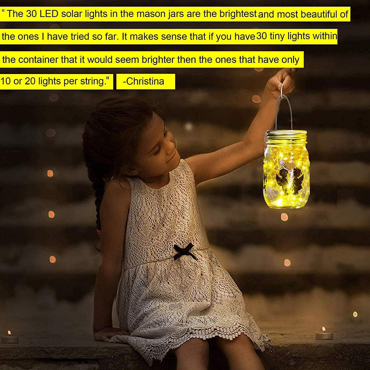 12 Pack Solar Mason Jar Lid Lights - 30 LED Firefly Fairy String Lights, Waterproof Outdoor Solar