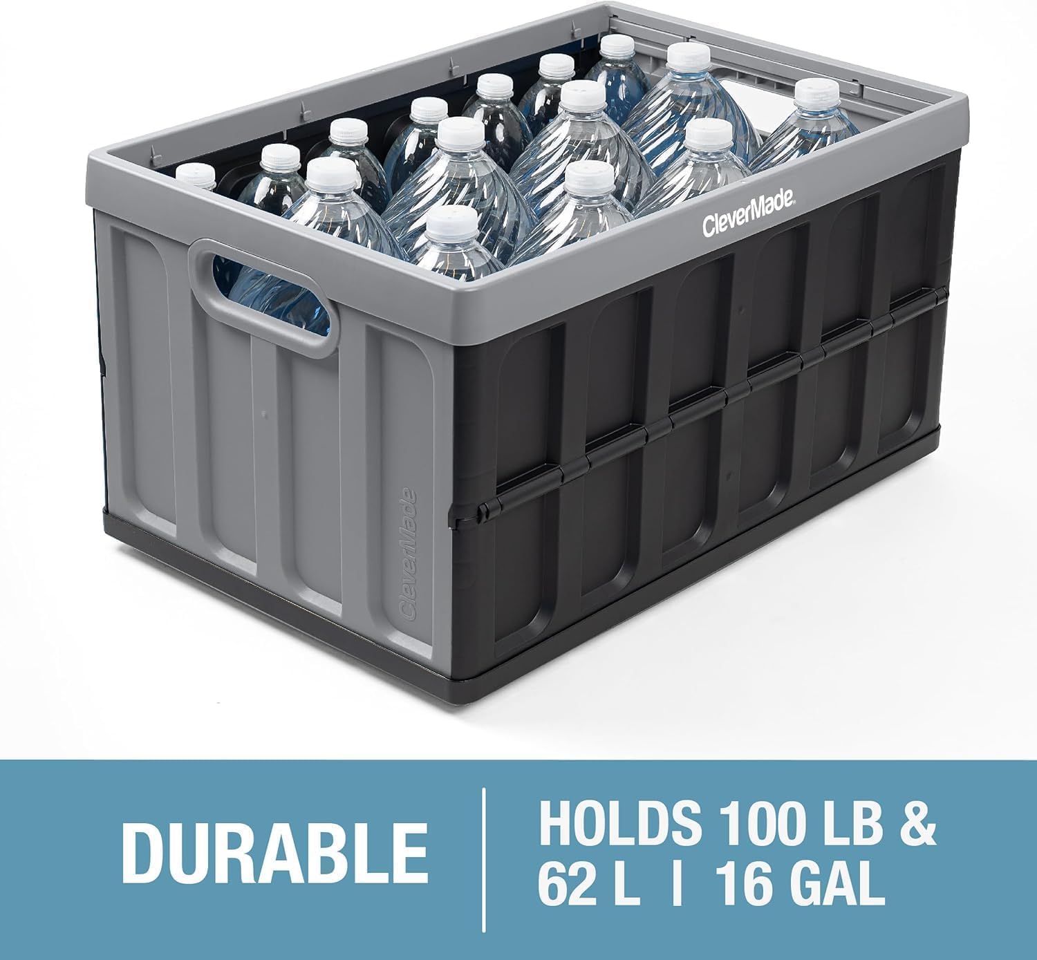Collapsible Storage Bin (With Lid) (100% Recycled) - 62L - Obsidian (3PK)