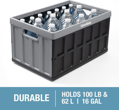 Collapsible Storage Bin (With Lid) (100% Recycled) - 62L - Obsidian (3PK)