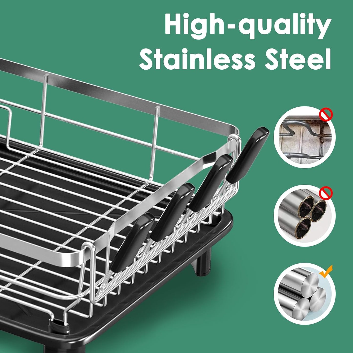 MOUKABAL Dish Drying Rack - Stainless Steel Dish Rack, Dish Racks for Kitchen Counter, Drying Rack