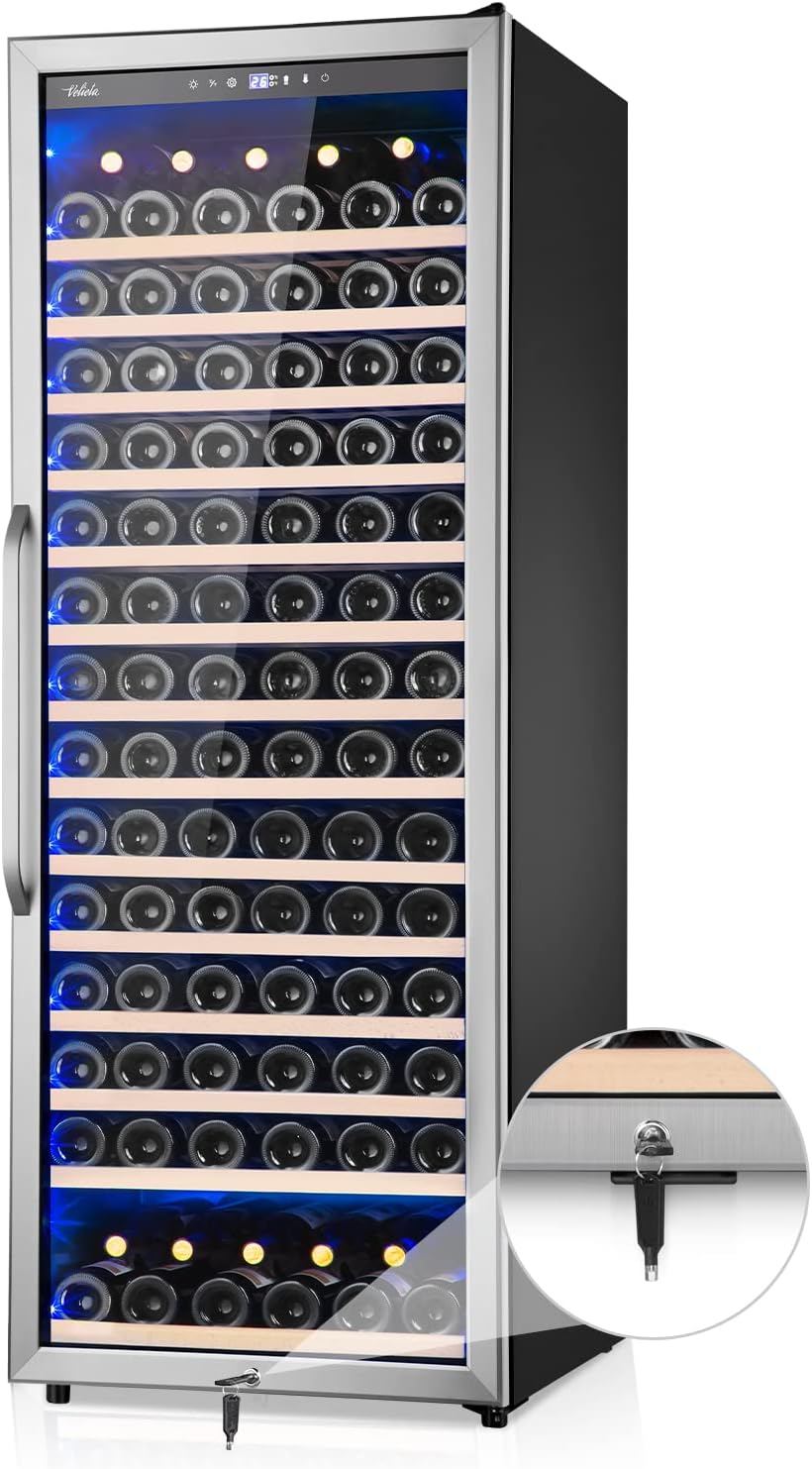 24 Inch Wine Cooler Refrigerator, 179 Bottles Professional Wine Cellars with Powerful