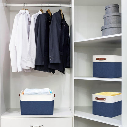 Storage Bins Large Fabric Storage Baskets for Shelves 3 Pack, Decorative Linen Closet Baskets with