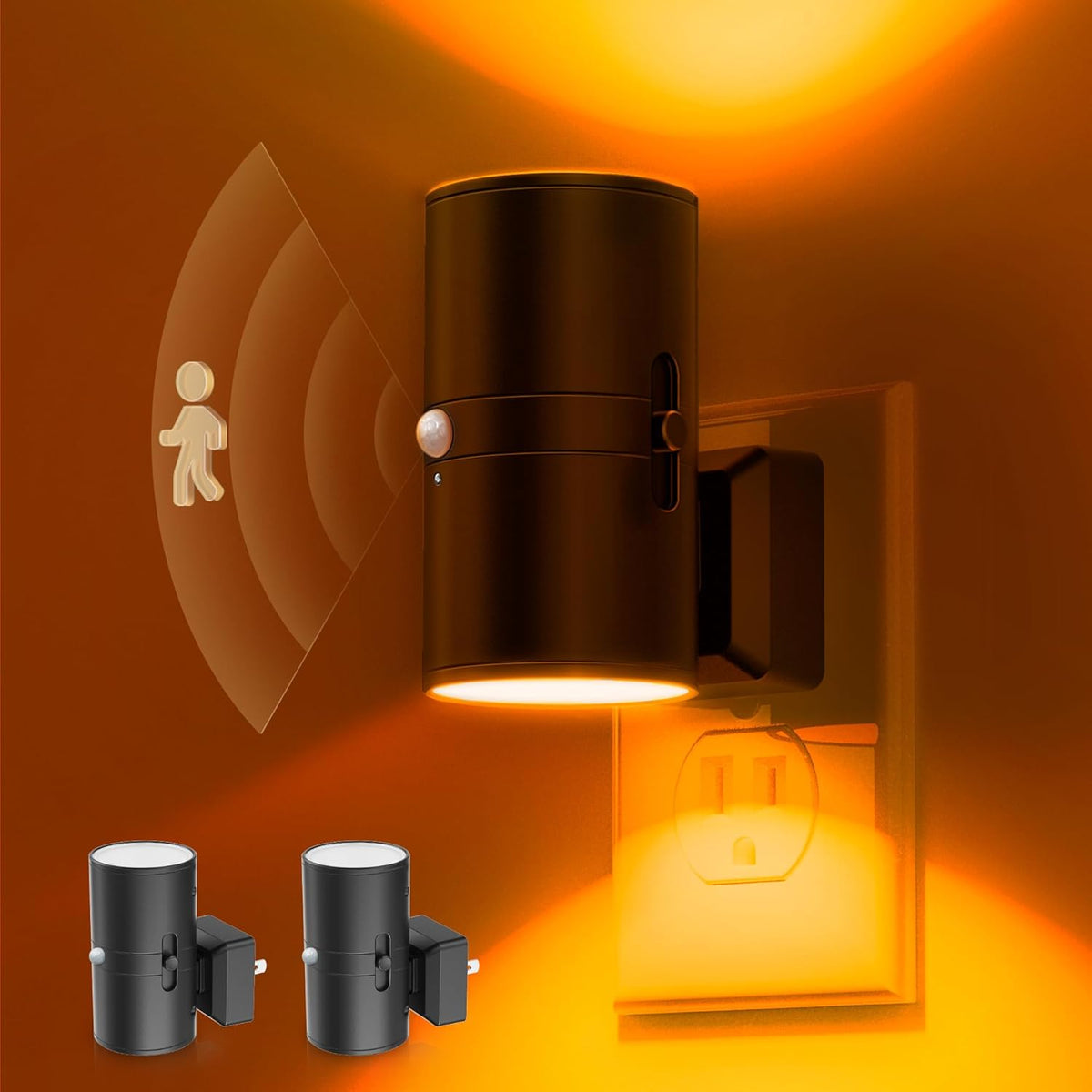 L LOHAS LED Motion Sensor Night Light, Amber Nightlights, [2 Pack] Motion Activated Nightlight