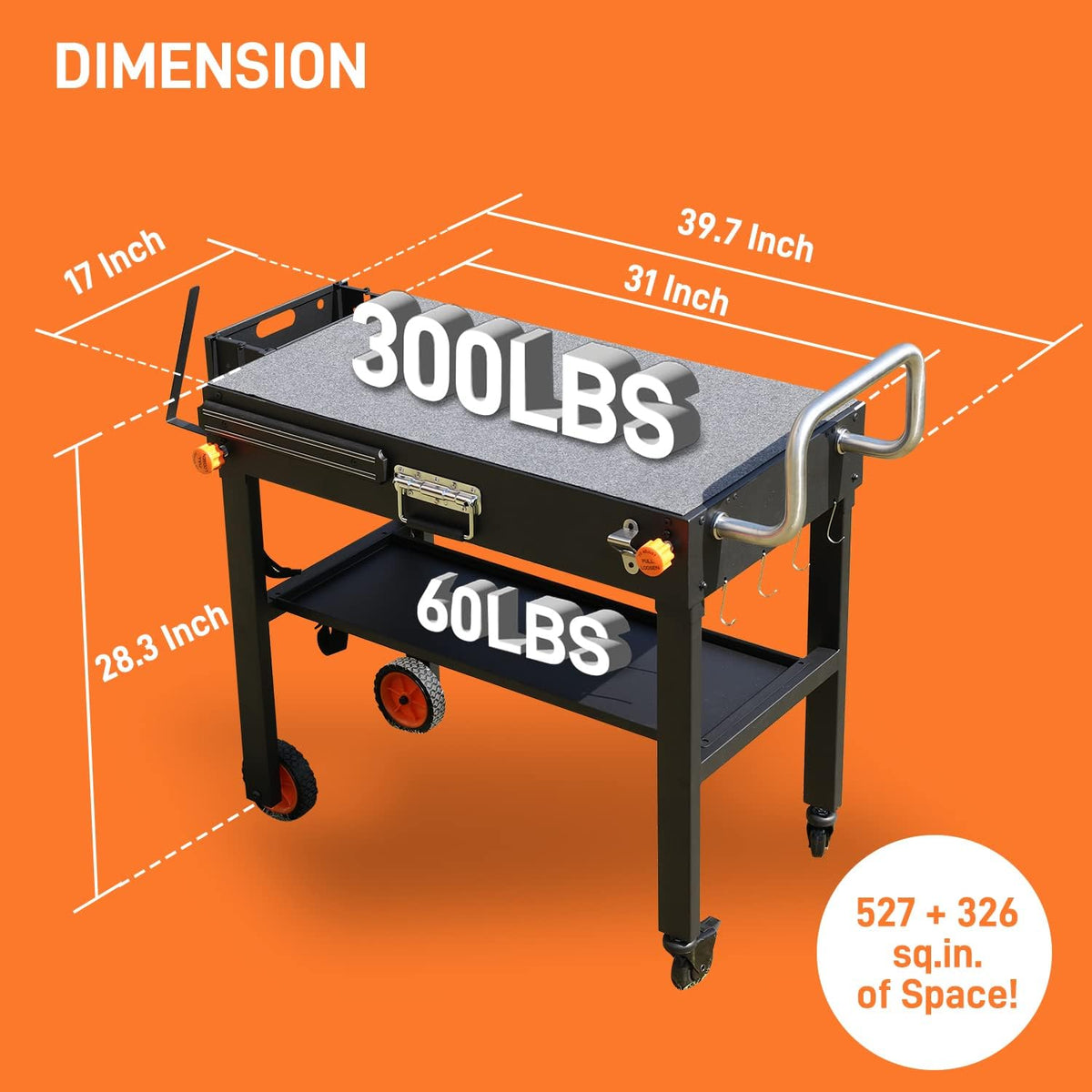Portable Outdoor Grill Table, Folding Grill Cart Solid and Sturdy, Blackstone Griddle Stand Large