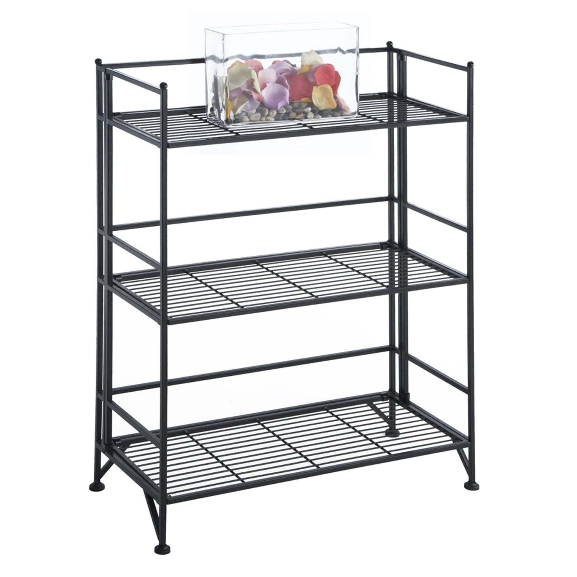 Convenience Concepts Xtra Storage Shelves - 3-Tier Wide Folding Metal Storage Shelves, Closet
