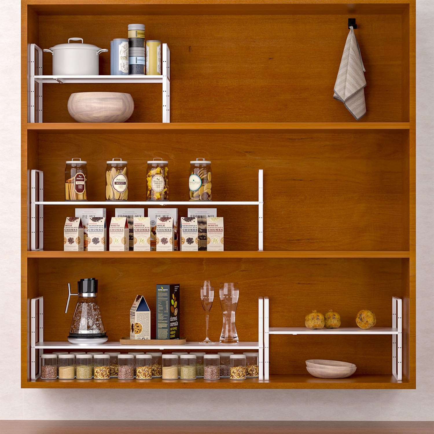iPEGTOP Expandable Cabinet Storage Shelf Organizer Rack, 2 Pack Heavy Duty Steel Metal Spice Rack