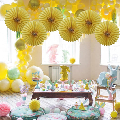 Yellow Birthday Decorations,DIY Yellow Paper Fans Hanging Decoration ,Party Supplies Party Fans