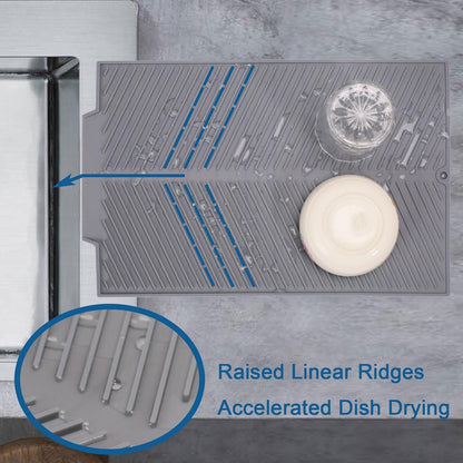 Silicone Dish Drying Mat for Kitchen Counter, 15''x 10'' Drying Mat with Drain Lip, Non-Slip Dish