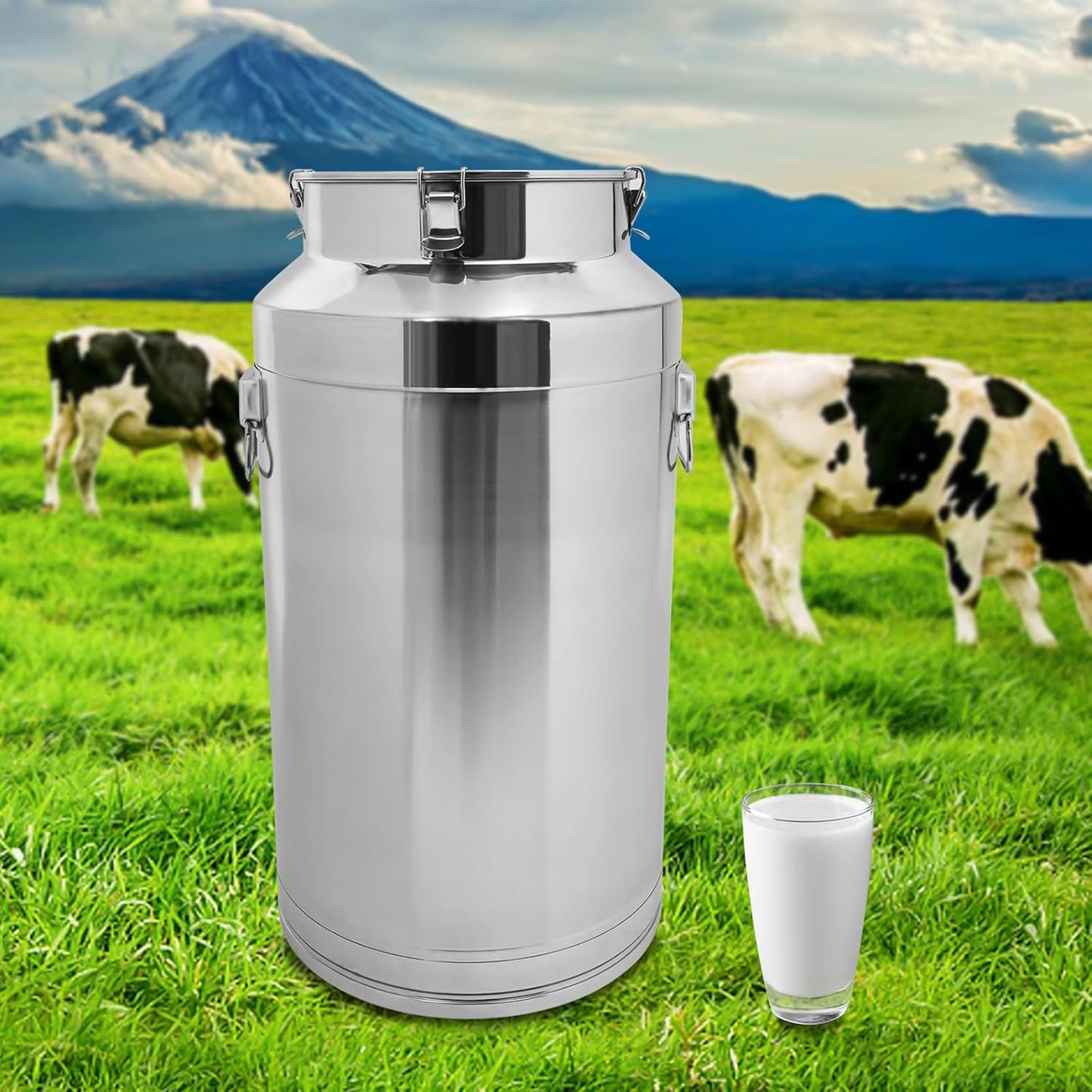 Stainless Steel Milk Can, 304 Stainless Steel Pail 23Gal Milk Can with Sealed Lid, 88L Hanging Lid