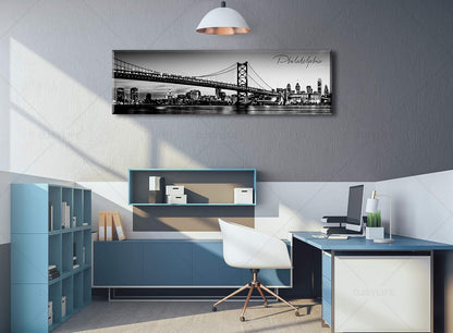 DJSYLIFE- Philadelphia Skyline Wall Art,Black and White Stretched Canvas Wall Art Prints for