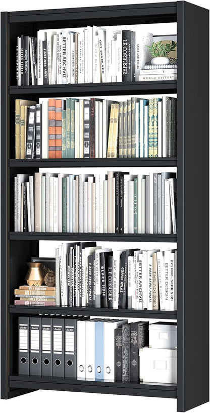 Bookshelf, 5 Shelf Bookcases, Tall Bookcase for Heavy Books, CDs, Movies, Garage Kit, Modern