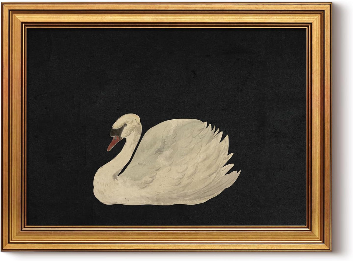 HUARCEY Gold Framed Vintage Wall Art for Living Room, Grace Swan Art Painting Pictures Rustic