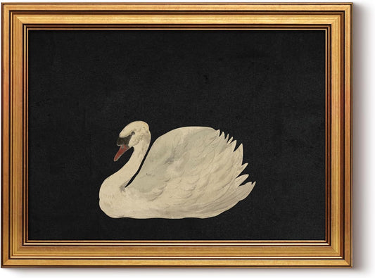 HUARCEY Gold Framed Vintage Wall Art for Living Room, Grace Swan Art Painting Pictures Rustic