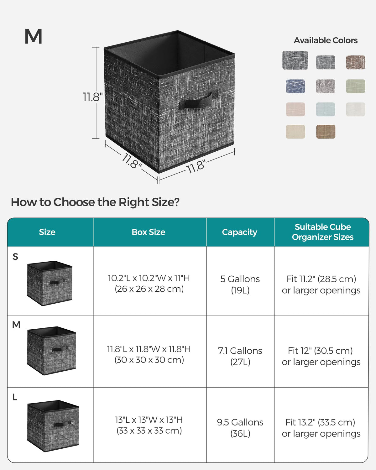 SONGMICS Storage Cubes, Set of 6, 11.8-Inch Foldable Closet Organizers