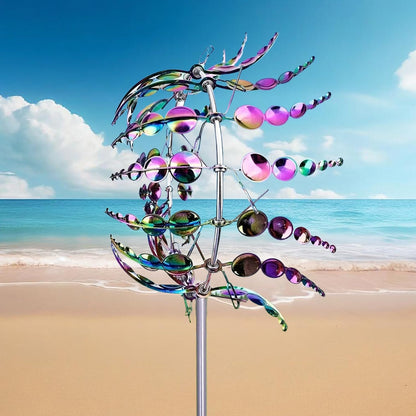 Unique and Magical Metal Windmill, 2Pcs Wind Spinners, 3D Wind Powered Kinetic Sculpture, Stainless