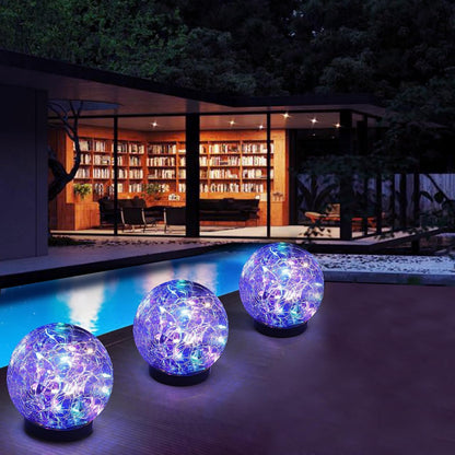 Solar Garden Lights Outdoor Waterproof, 6 Pack Cracked Glass Ball Light, Ground Landscape Garden