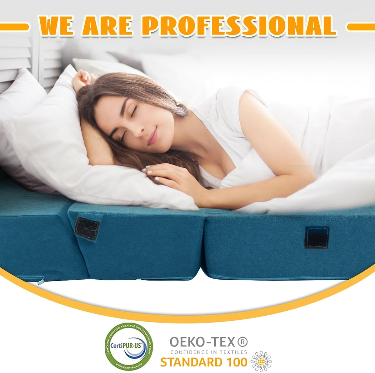 jela Foldable Sofa Bed, Convertible Sleeper Lounge Chair Floor Mattress Floor Couch with Backrest