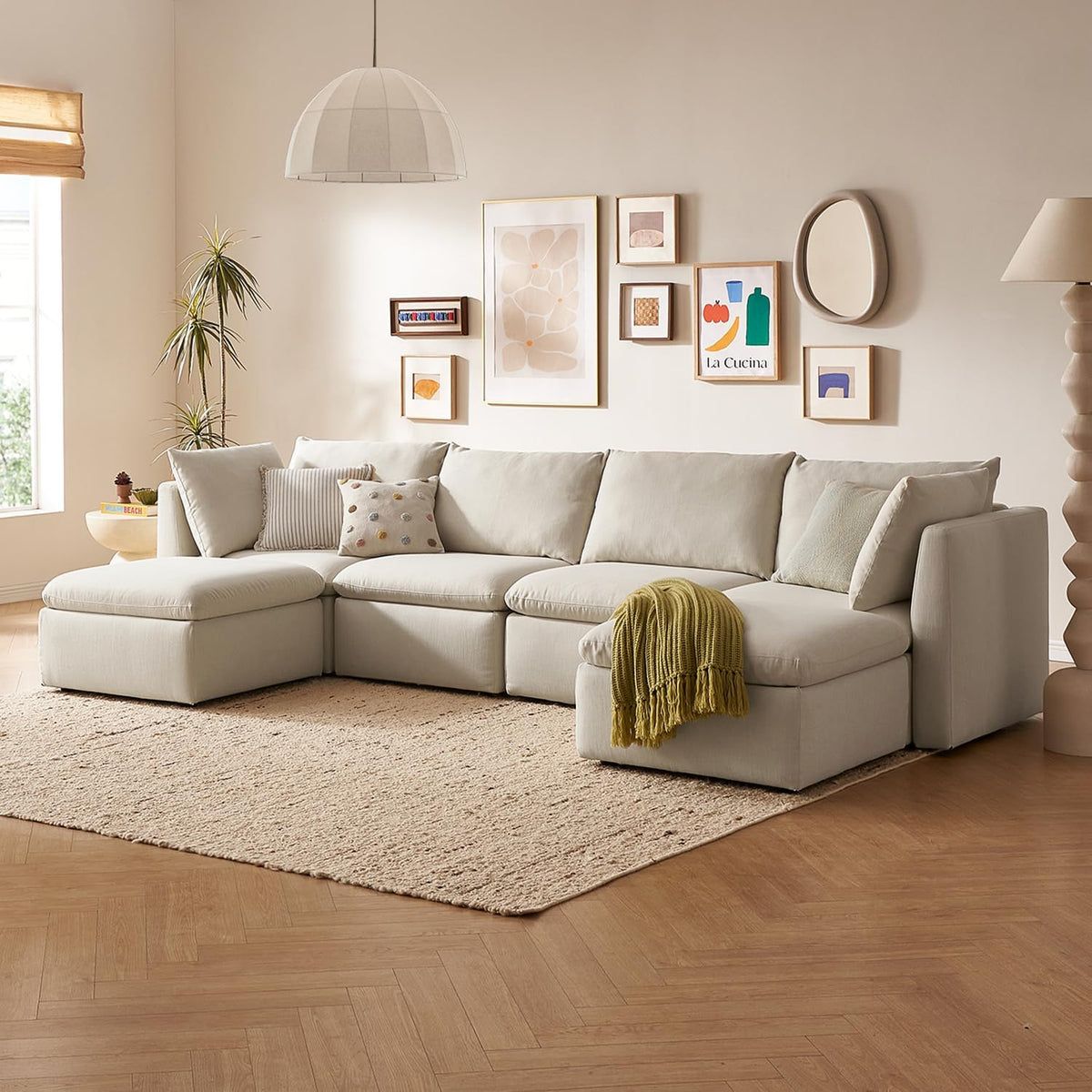 mopio Oversized Modular Sectional Sofa with Fully Removable Covers and Storage, Convertible U