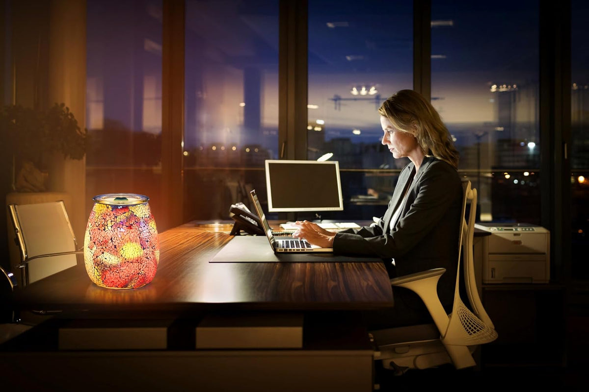 Dicimi Seven Color Mosaic Candle Heater, Glass Wax Melt Heater, Electric Fuel Burner - Incense Wax