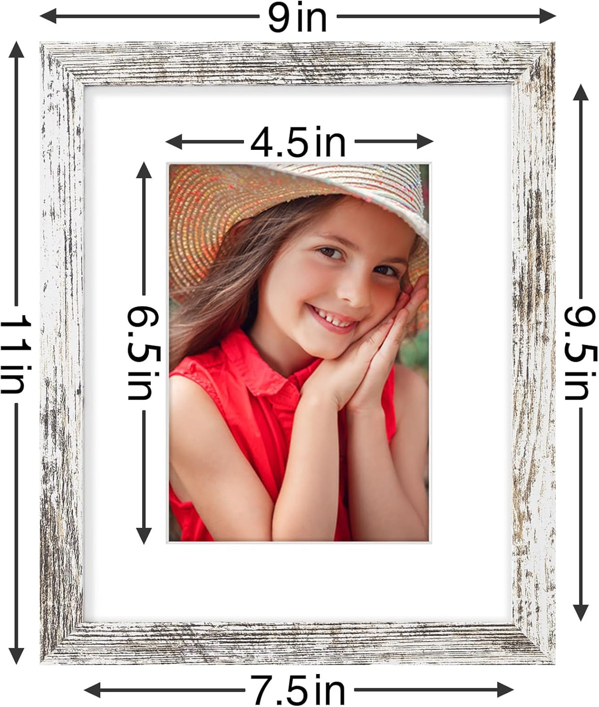Vittanly 8x10 Picture Frames Set of 9, Shatter Resistant Plexiglass, Display 5x7 Pictures with Mat