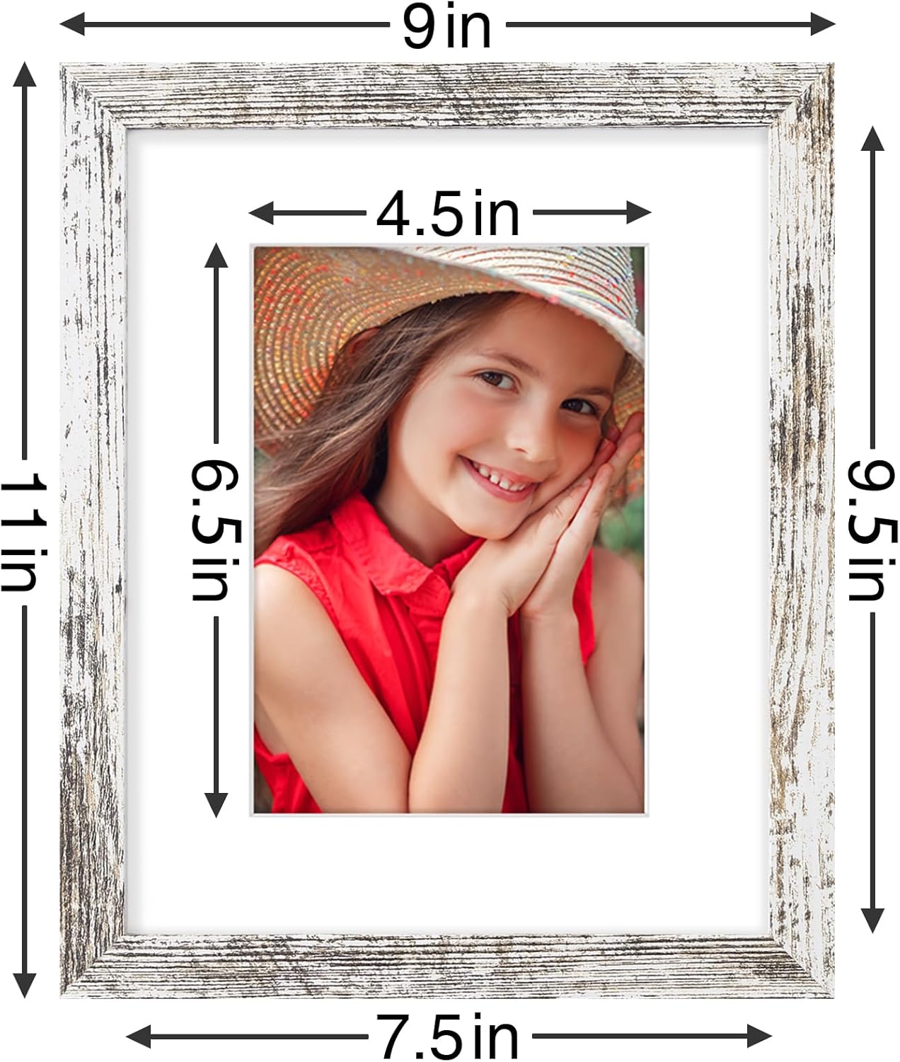 Vittanly 8x10 Picture Frames Set of 9, Shatter Resistant Plexiglass, Display 5x7 Pictures with Mat